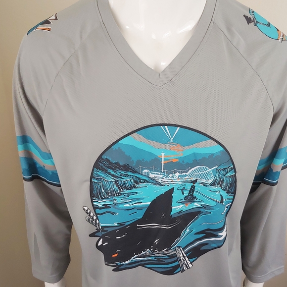 San Jose Sharks Open Water Mens Promo Jersey Sz M - Picture 2 of 6